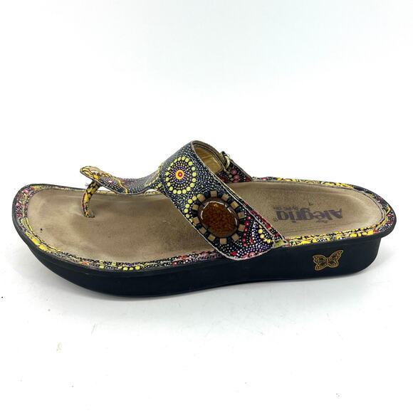 Alegria Women’s 41 / 10.5 Thong Comfort Sandal Floral Metallic Embellished Brown - Picture 1 of 8